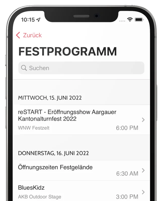 Programm und Karte – filterbar, suchbar, favorisierbar